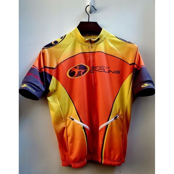 Bend It Cycling Jersey Bundle LG Club Cut (1) Org/Yel(1) Org/Yel/Grn Cycle Bike - Picture 3 of 16